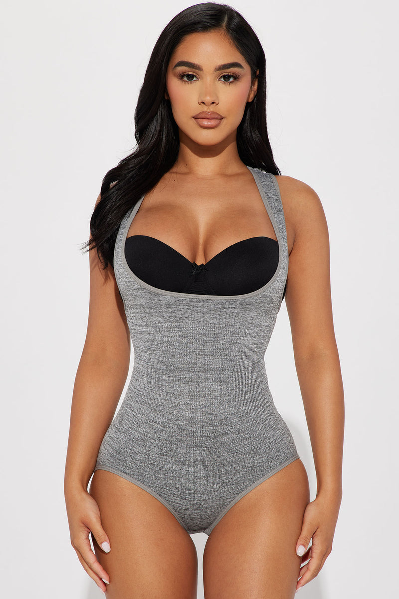Snatched For Days Racerback Shapewear Bodysuit Grey Fashion Nova