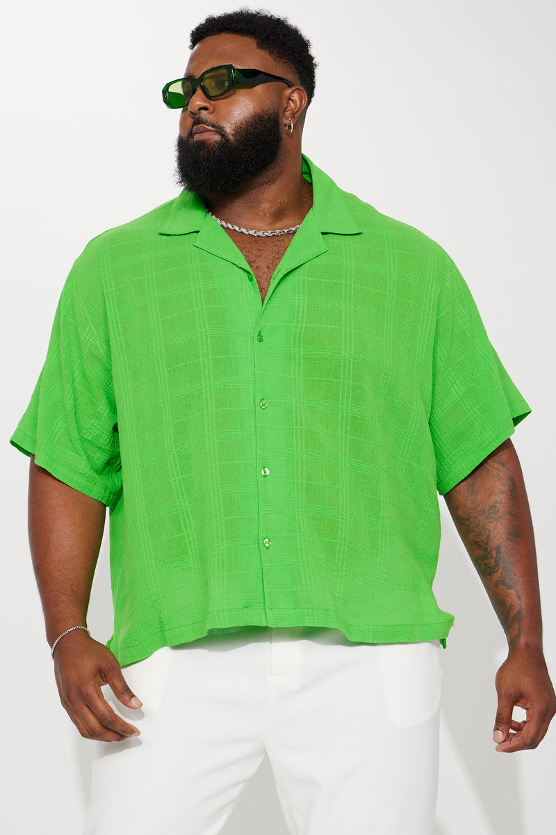 Draw The Line Textured Button Up Shirt Green Fashion Nova, Mens