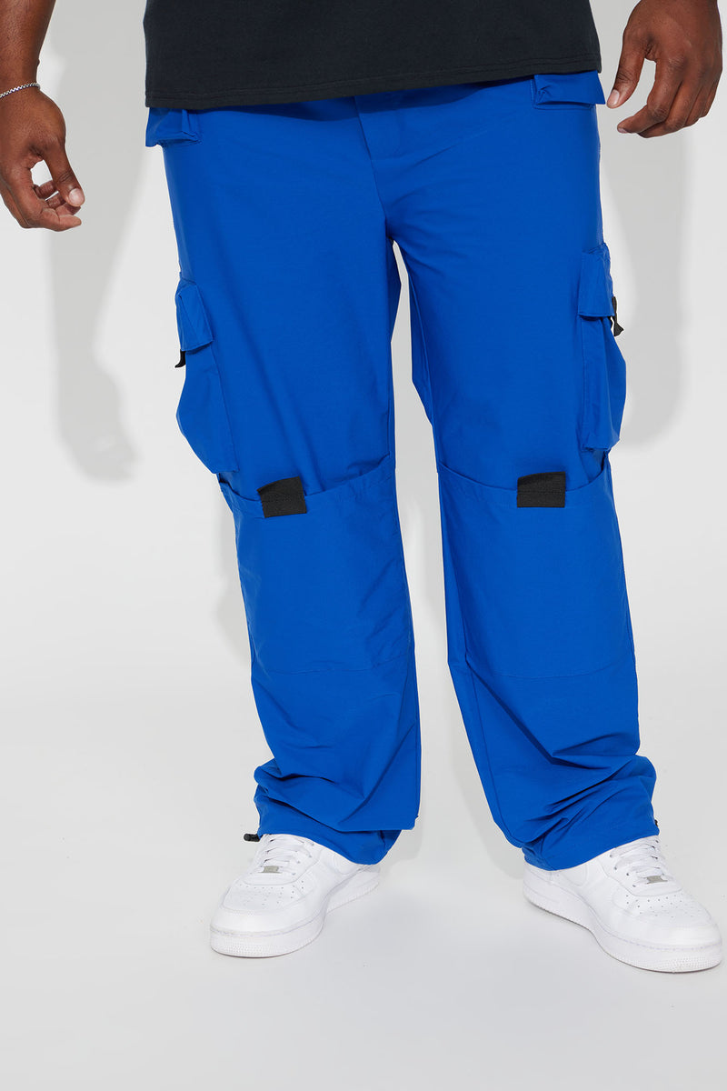 Bright blue cargo pants top