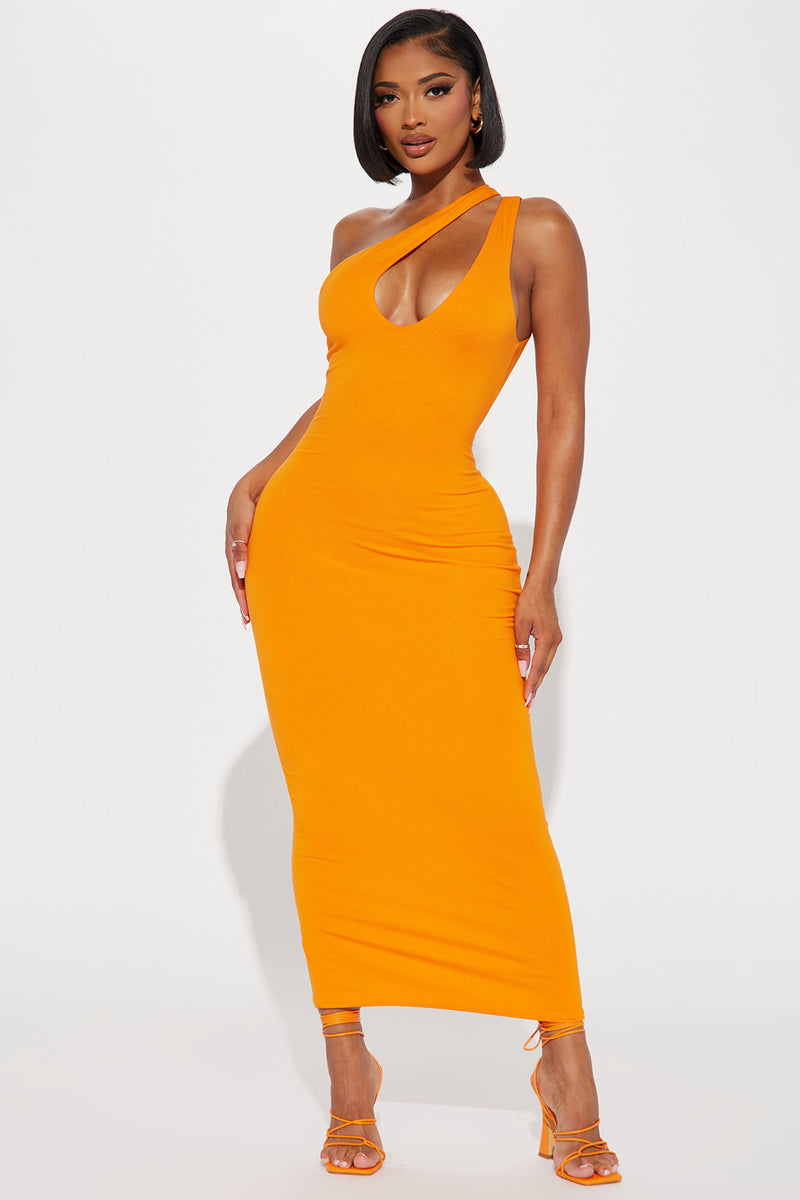 Keep It Routine Midi Dress Orange Fashion Nova Dresses