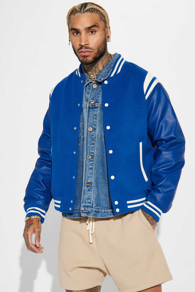 Shoulder Varsity Jacket Blue Fashion Nova, Mens Jackets Fashion Nova