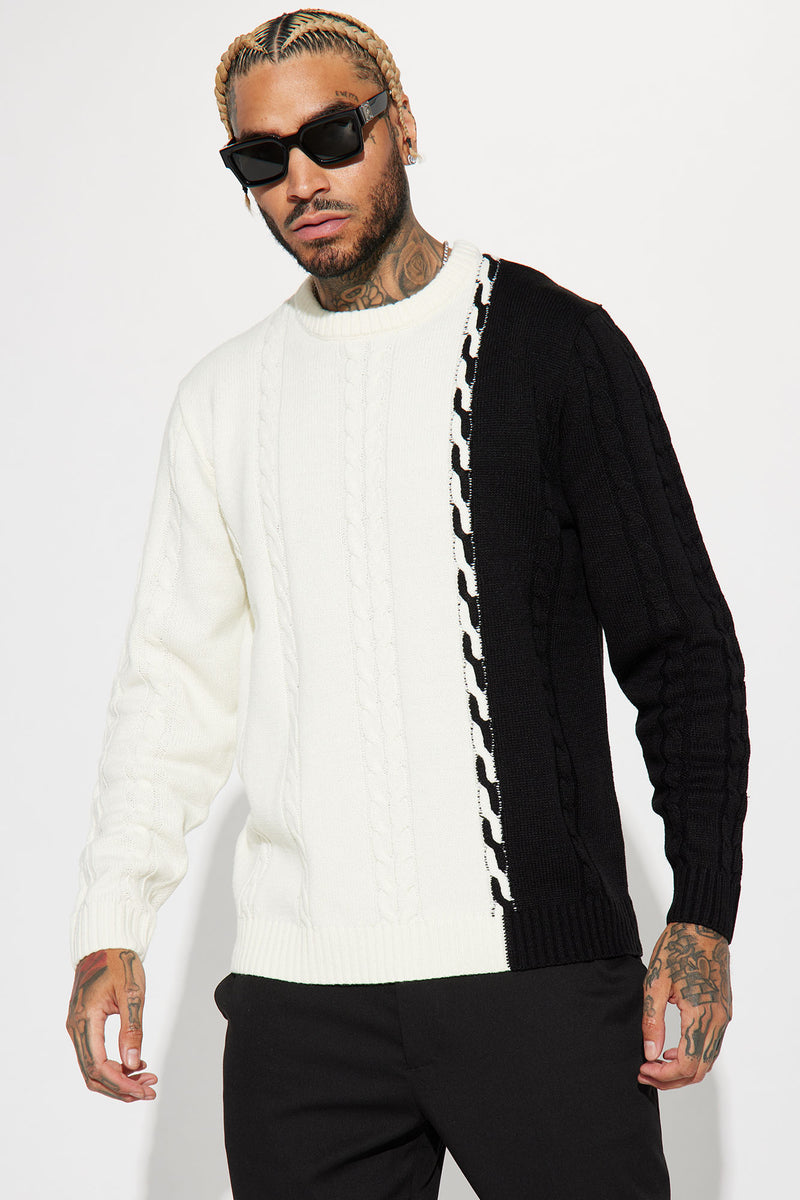 Cody Cable Knit Sweater White combo