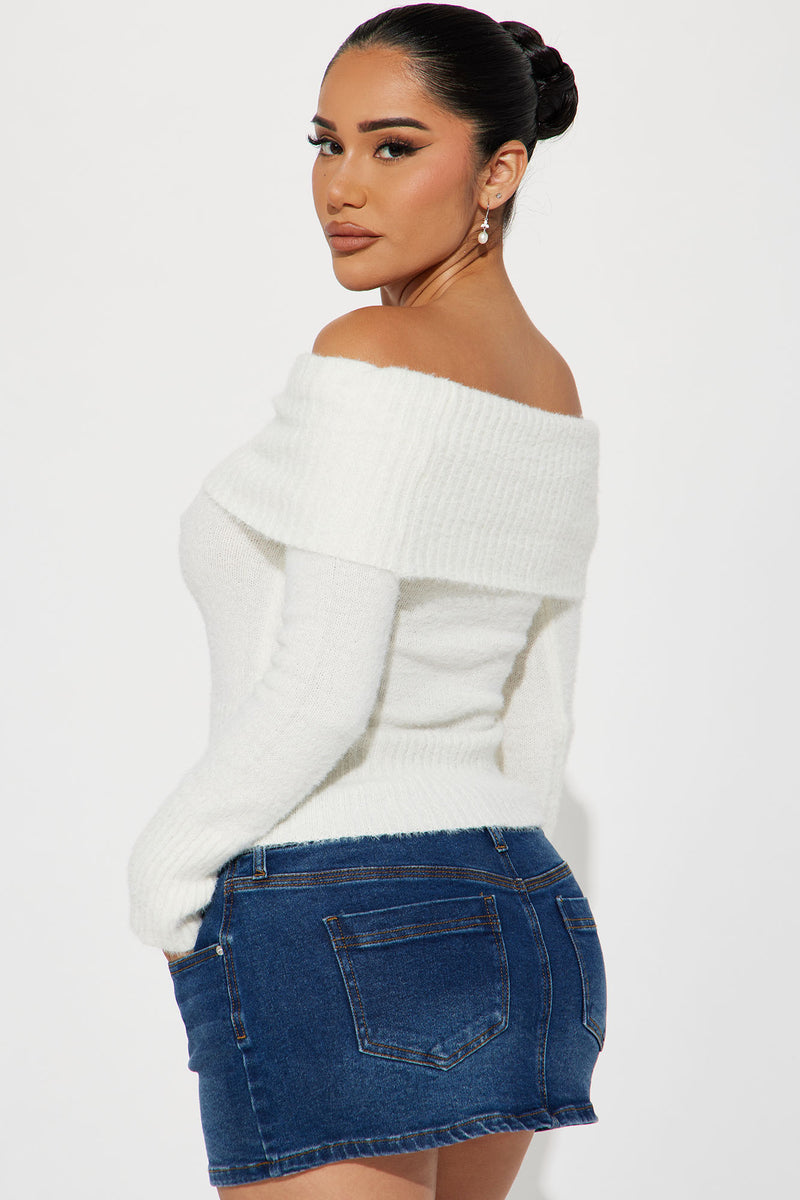 Staying With Trends Off Shoulder Sweater Off White