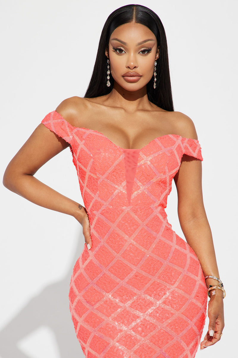 Carley Sequin Gown Coral Fashion Nova Dresses Fashion Nova