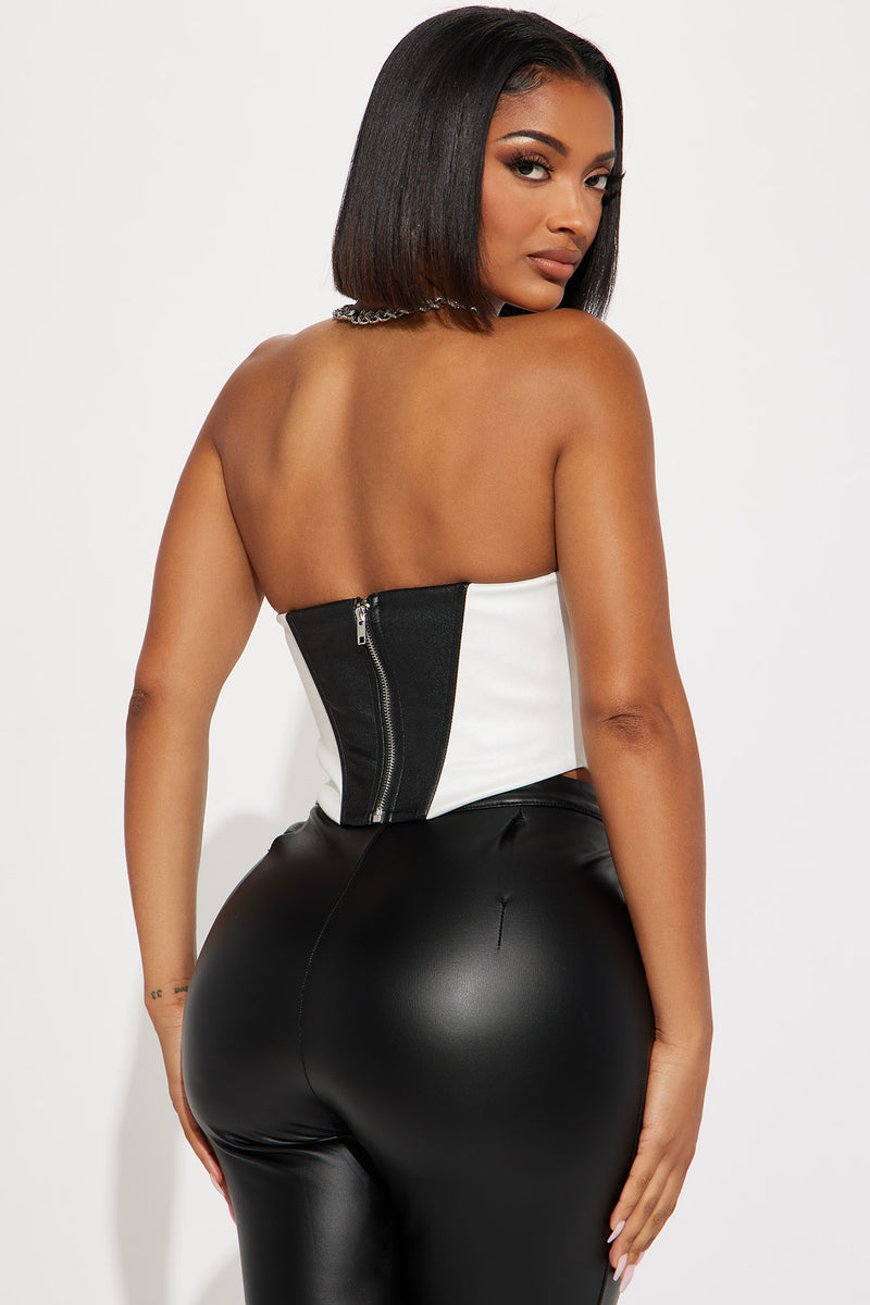 Black and online white bustier top