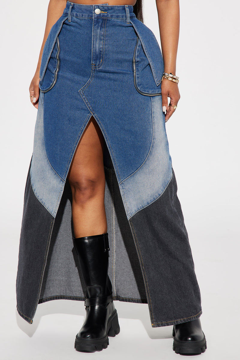 Cooler Than Cool Denim Maxi Skirt Medium Wash Fashion Nova, Skirts