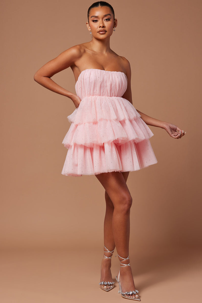 A Fluffy, Layered Tulle Dress in Hot Pink Accented With a Gray Ribbon. Airy  Tulle Dress for a Flower Girl. One-shoulder Tulle Ruffle Dress -  Israel