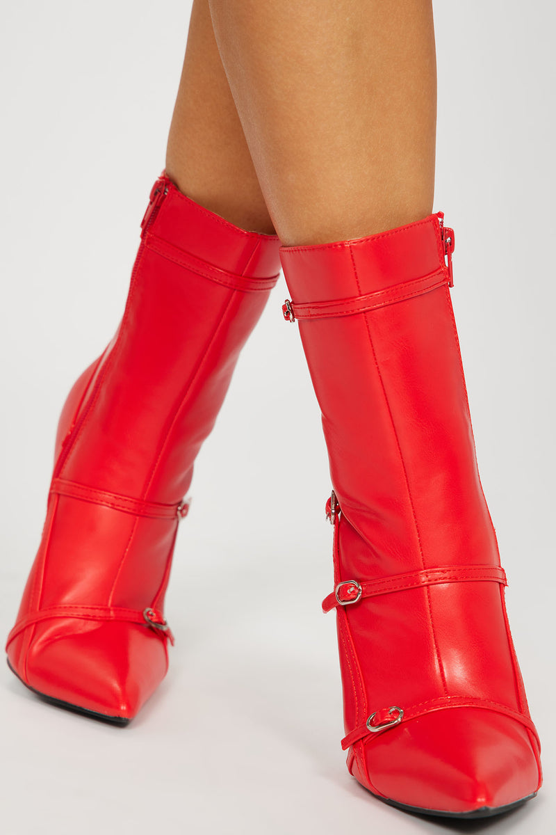 Downtown Dinner Booties Red