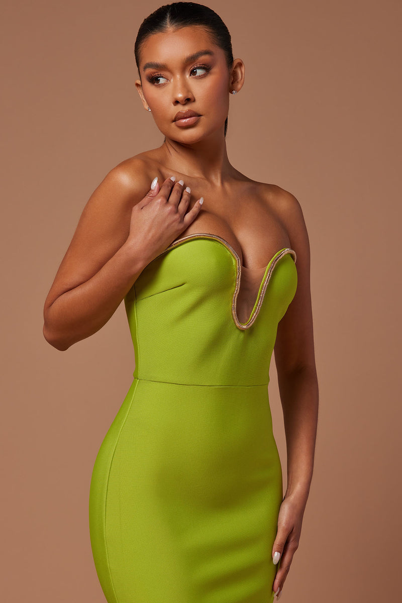 Chartreuse cocktail dress top