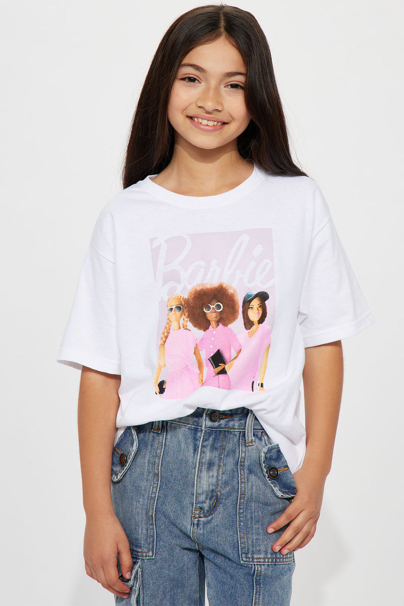 Mini Barbie Girls Short Sleeve Top White Fashion Nova Kids