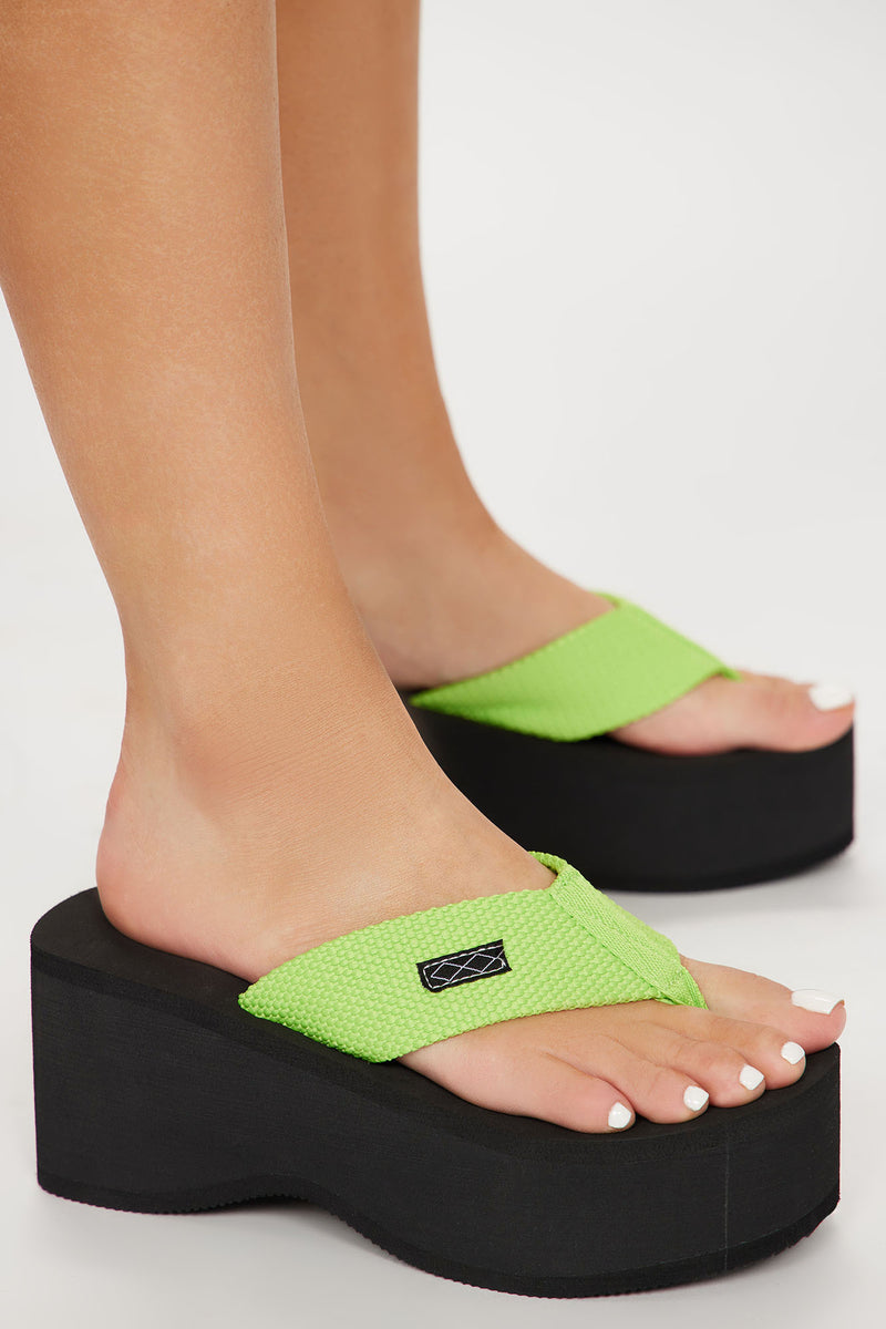 On The Daily Platform Flip Flops Lime Fashion Nova Shoes