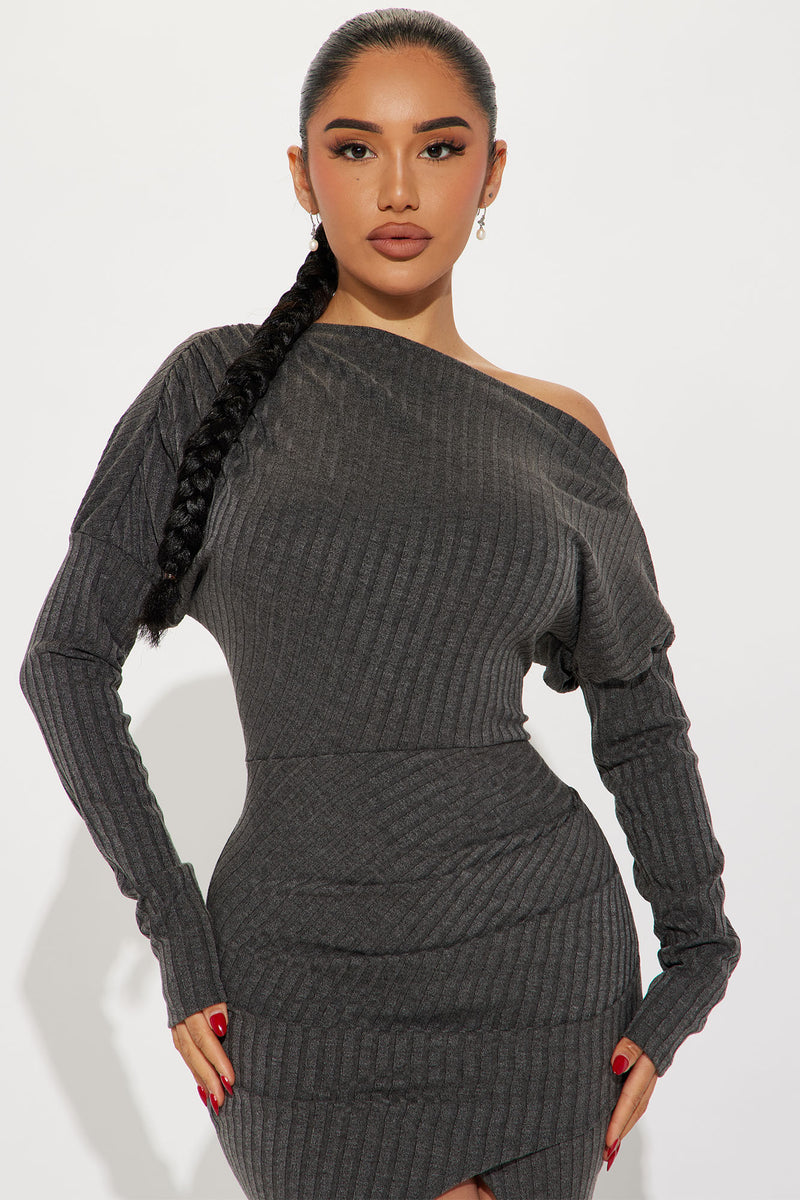 Bernice Ribbed Maxi Dress Charcoal Fashion Nova, Dresses Fashion Nova