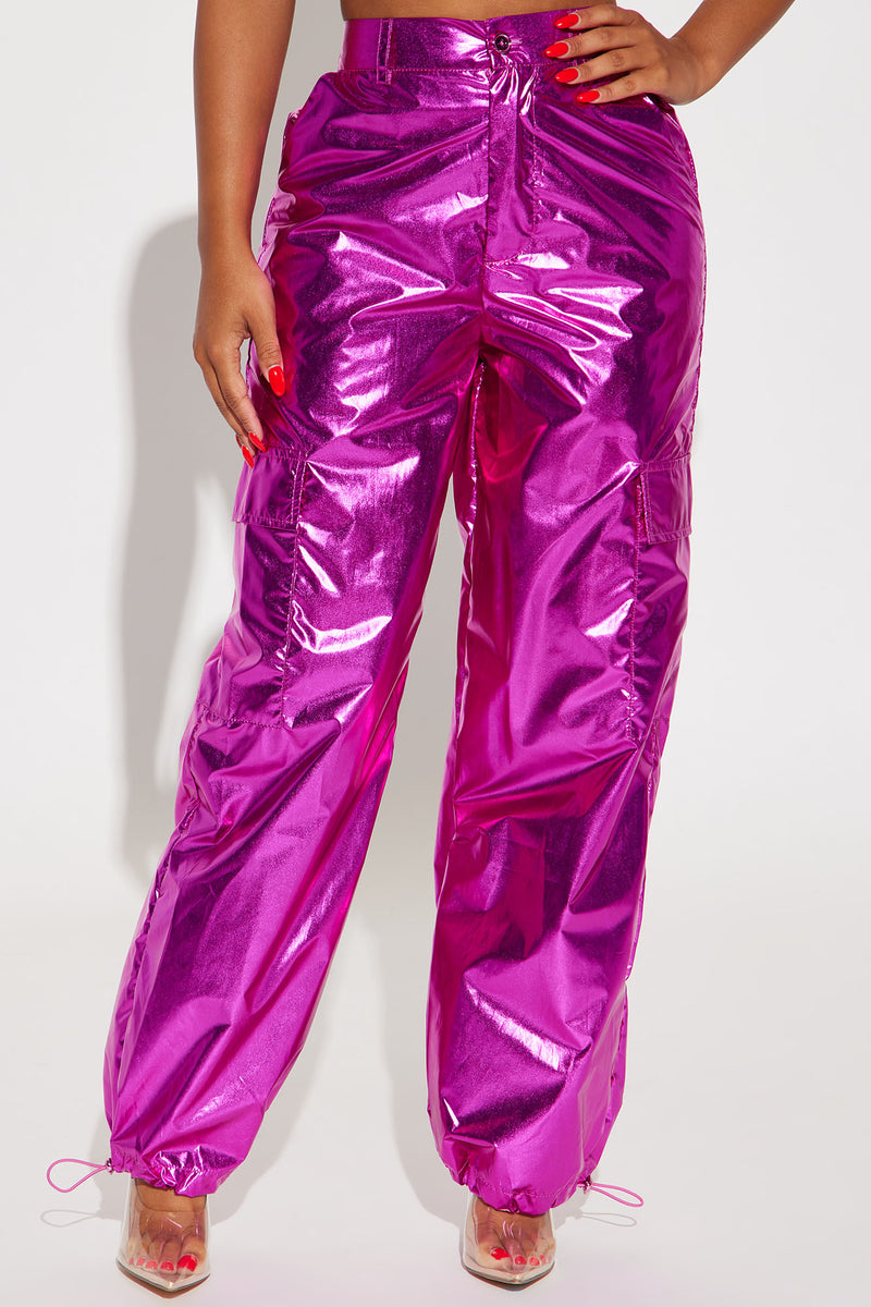 Pink metallic joggers discount