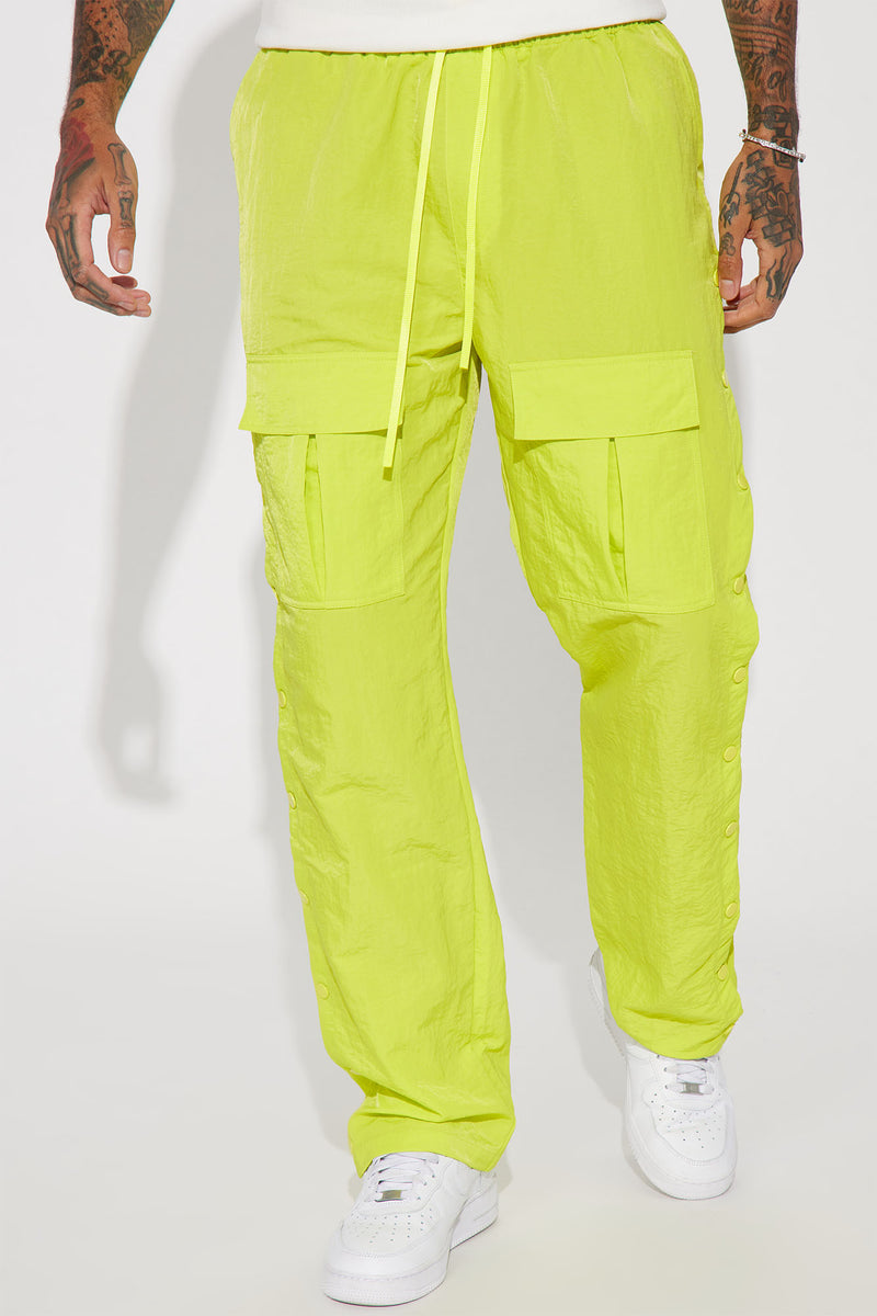 Neon green top cargo pants mens