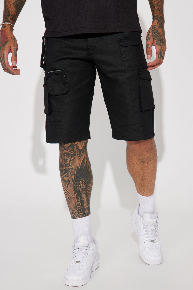Solid Black Shorts With Pocket main image 0