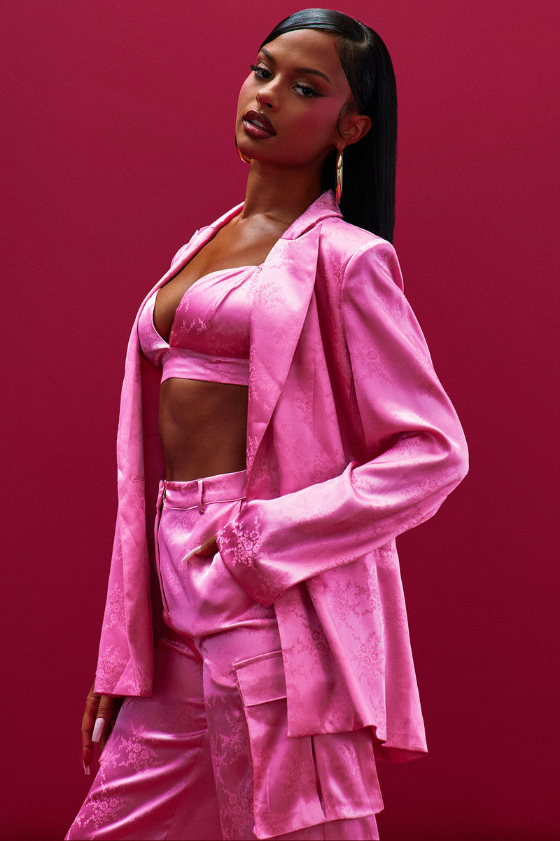 Bailey Satin 3 Piece Pant Set - Pink, Fashion Nova, Luxe
