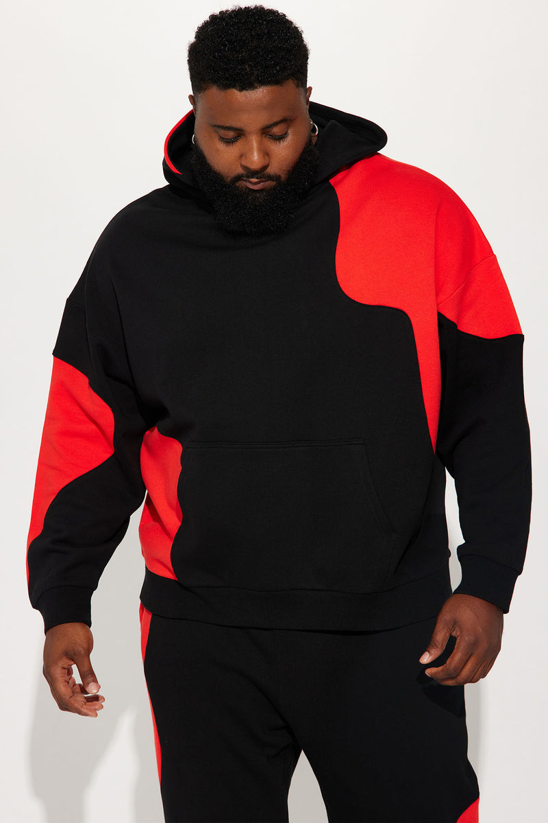 Black and deals red hoodie men
