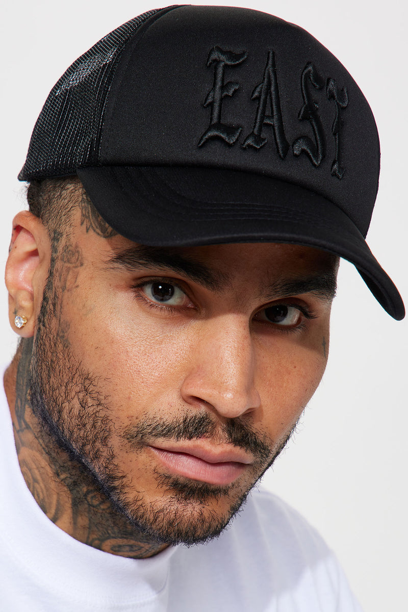 East Side Twill Trucker Hat Black/Black Fashion Nova, Mens