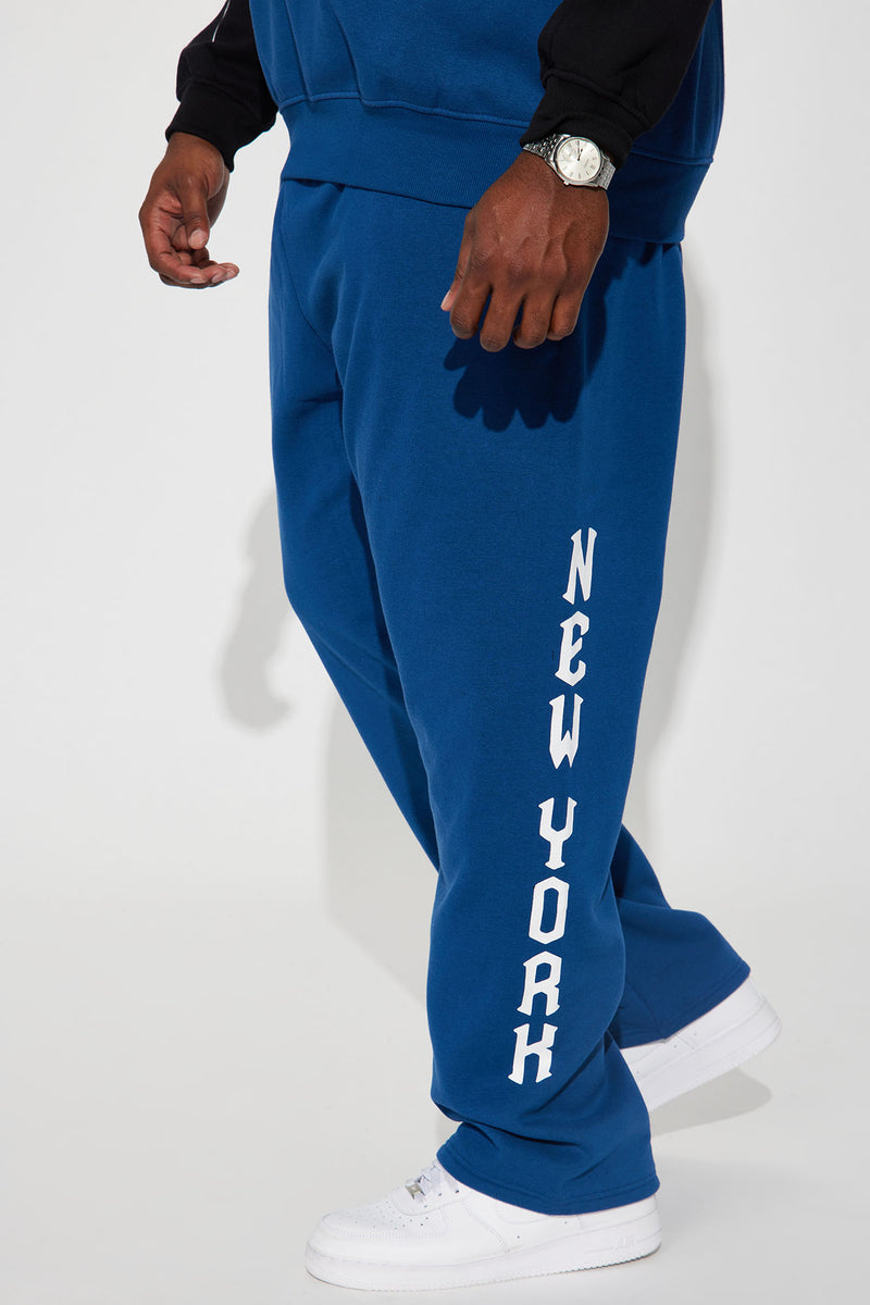 | Mens Navy Nova Fashion Nova, Fleece Fashion NY - Bottoms Sweatpant Script Straight |