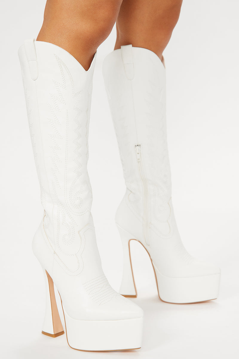 Its Always Me Heeled Boots White