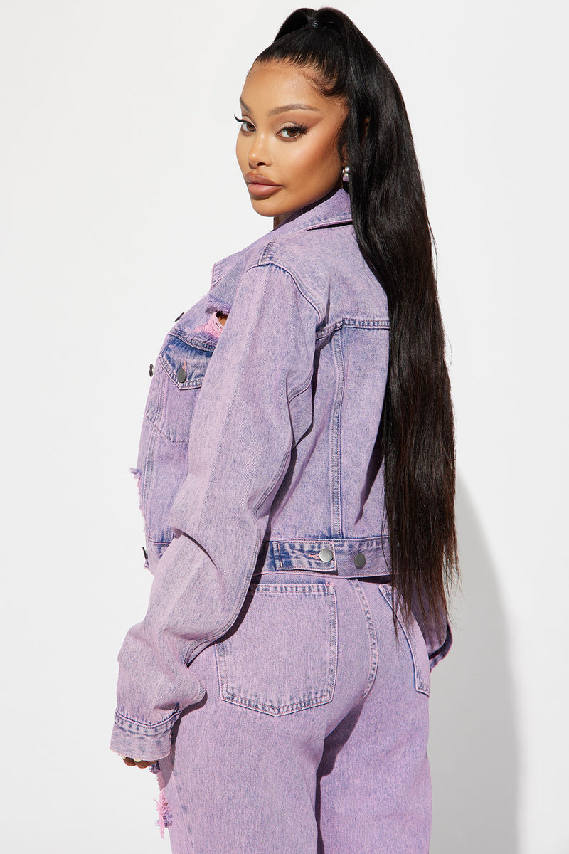 Pink ripped jean cheap jacket