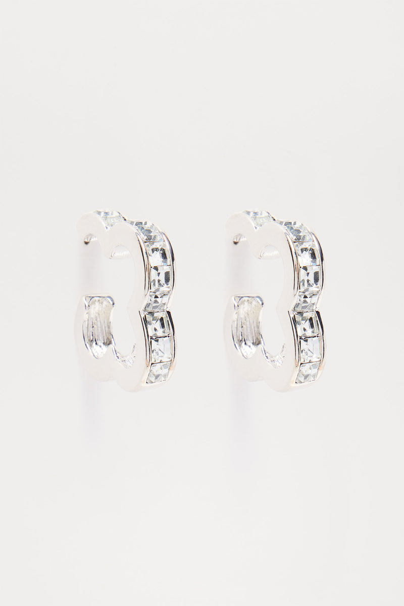 Iced Out Clover Earrings Silver Fashion Nova, Jewelry Fashion Nova