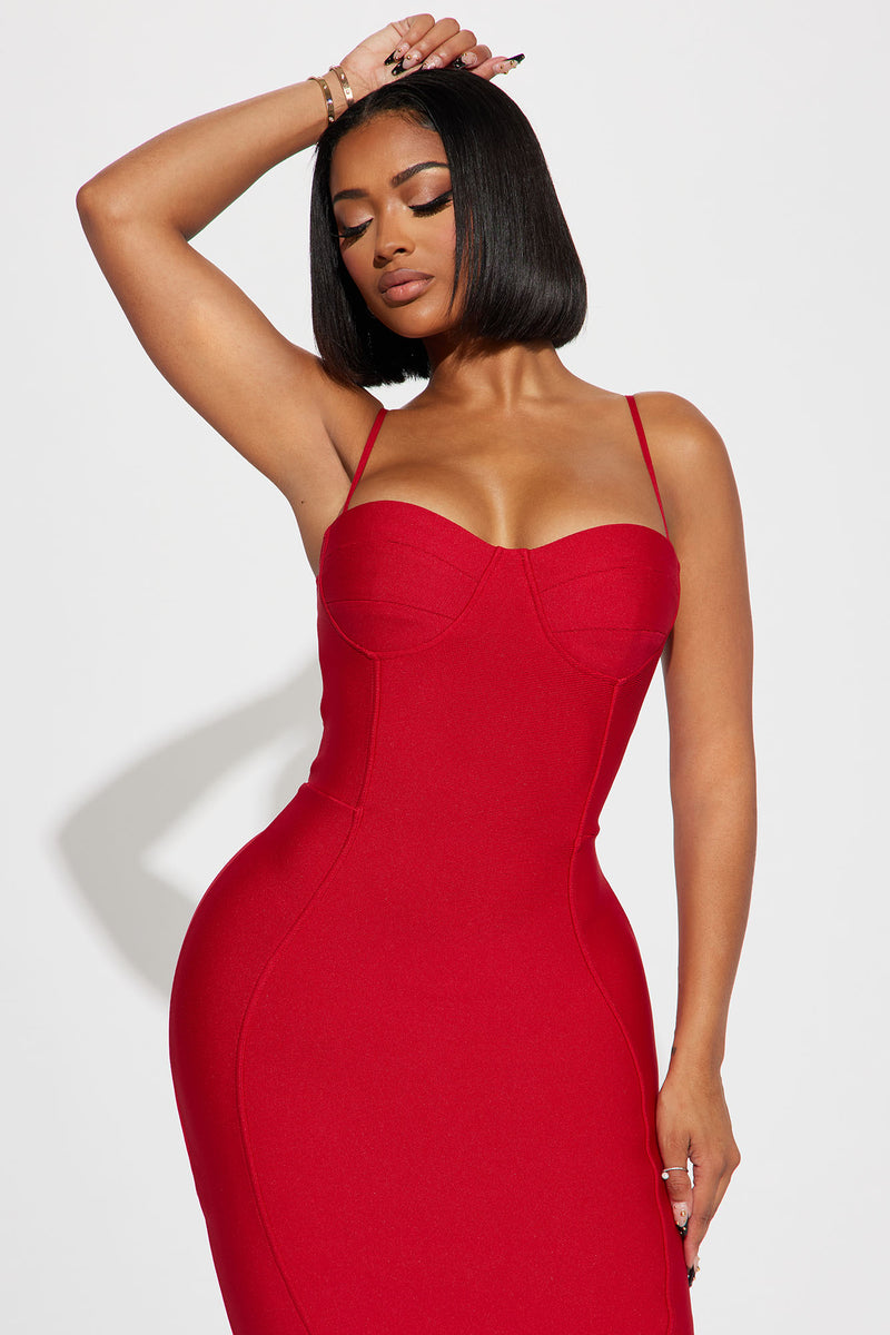 Red bandage bodycon dress outlet