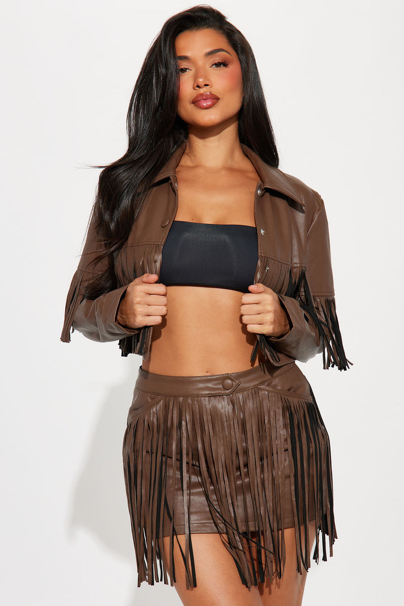 Queen of The Rodeo Fringe Skirt Set - Chocolate | Fashion Nova, Matching Sets | Fashion Nova