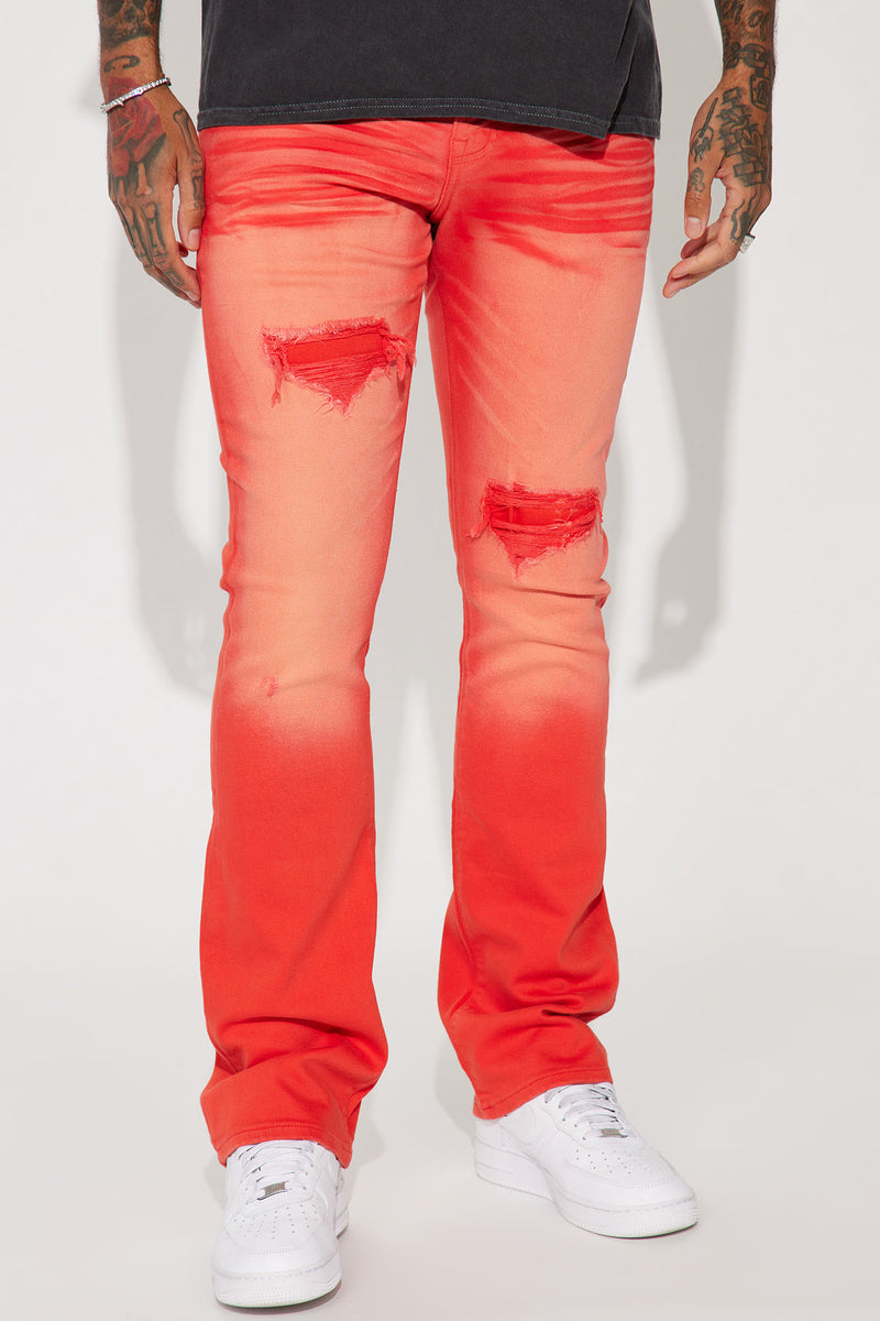 Eye Catching Stacked Skinny Flare Jeans Red Fashion Nova, Mens