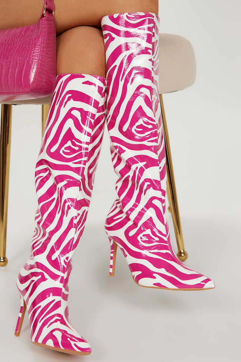 Fuchsia knee new arrivals high boots