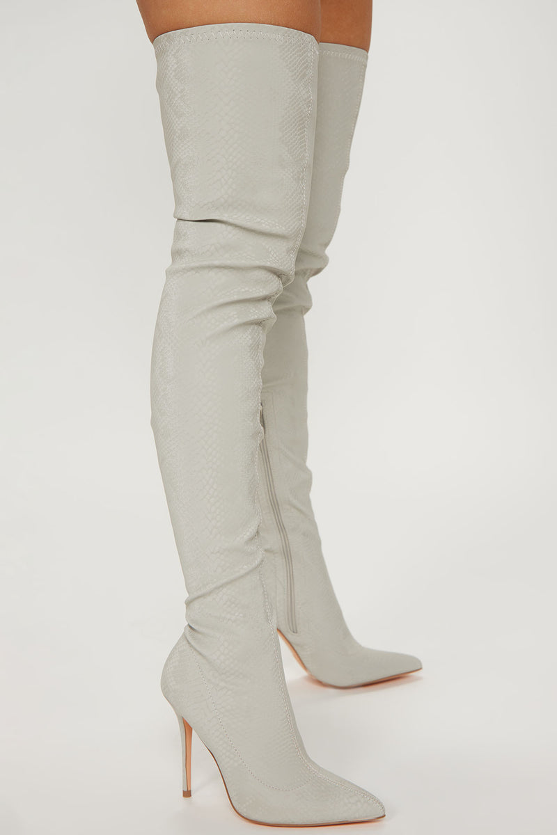 Reflecting Back Over The Knee Boots Grey