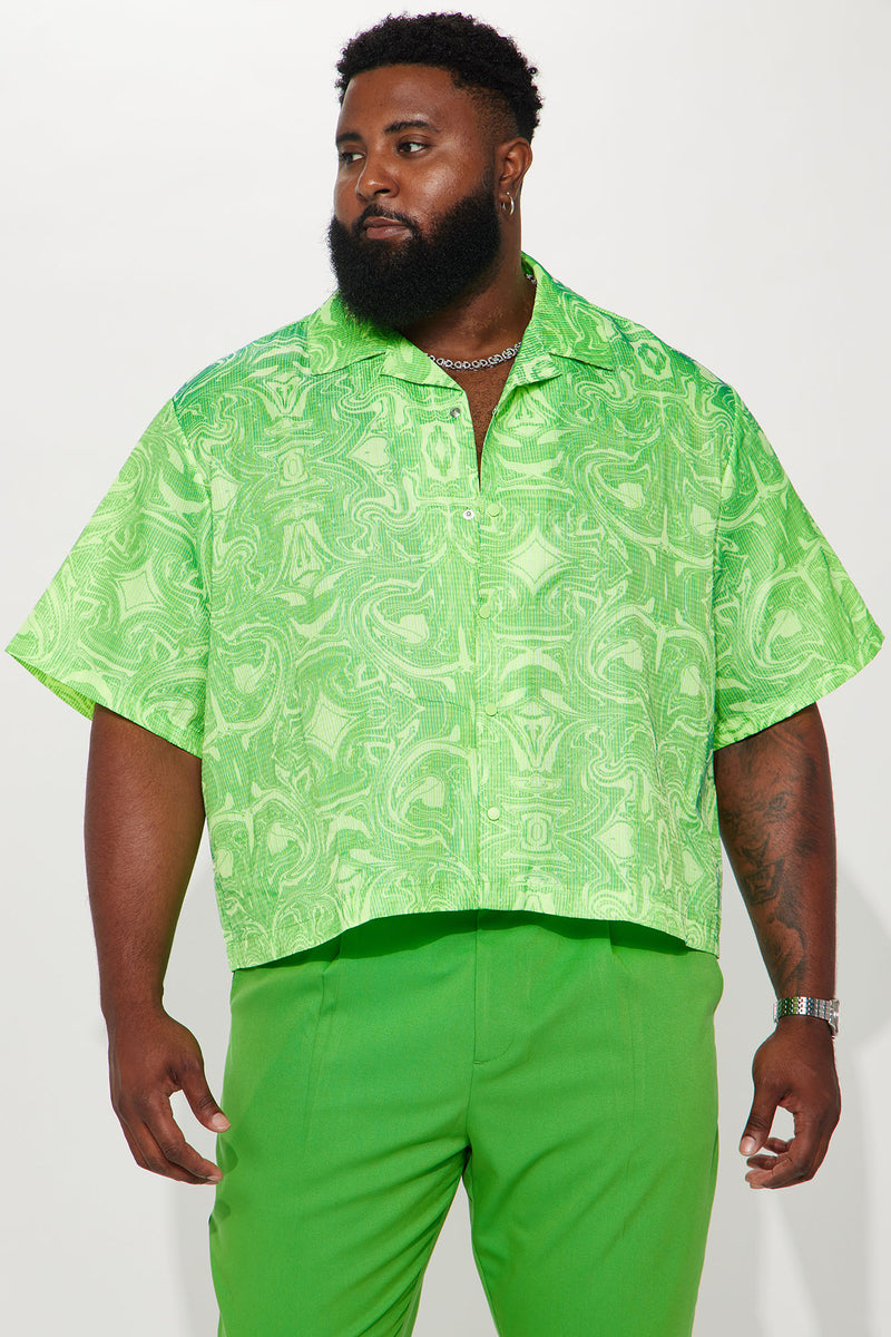 Mens green discount button up shirt