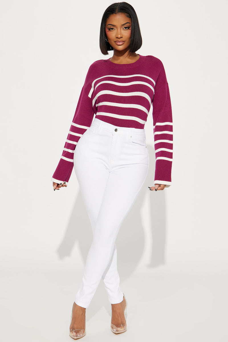 Lexley Striped Sweater - Raspberry/Combo | Fashion Nova, Sweaters ...