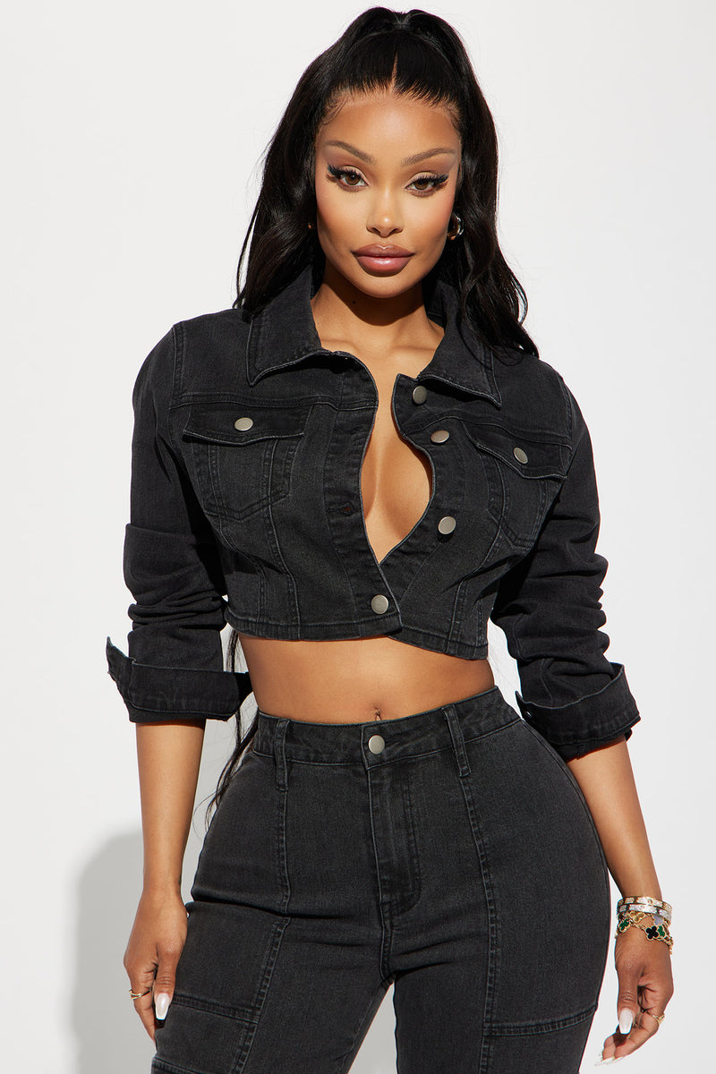 Fashion nova black hotsell denim jacket
