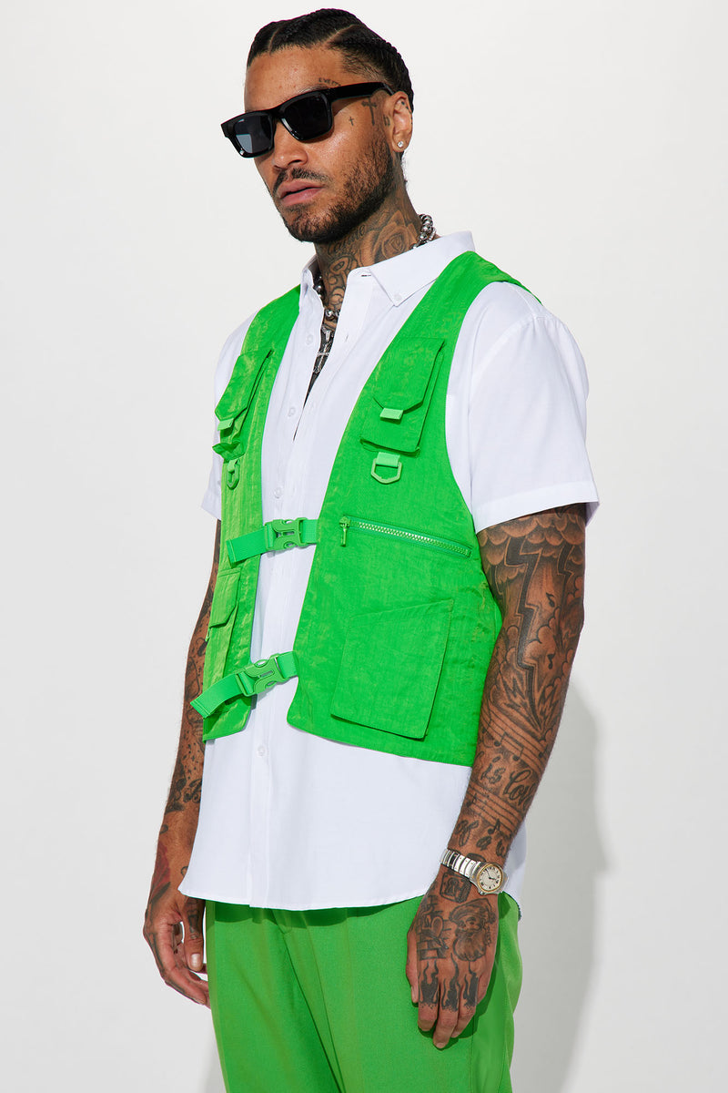 Last Forever Utility Nylon Vest Green Fashion Nova Mens