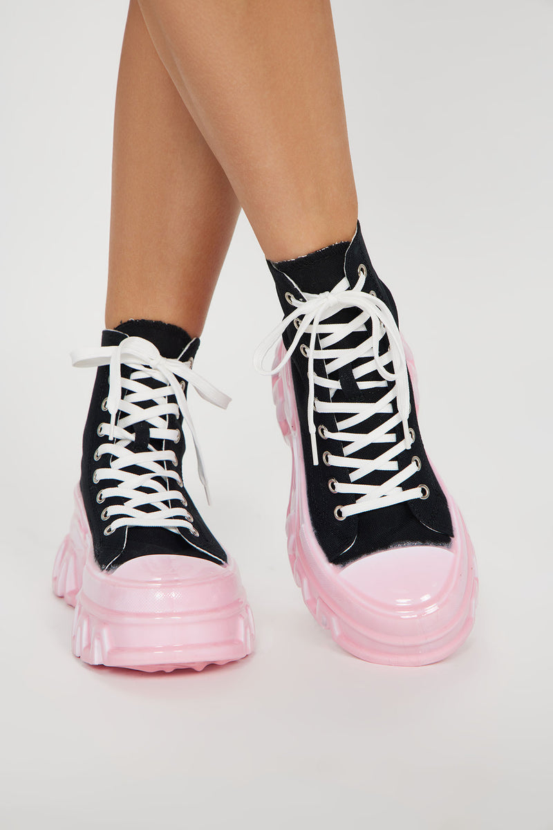 Kenzie High Cut Sneakers Black/Pink Fashion Nova, Shoes Fashion Nova
