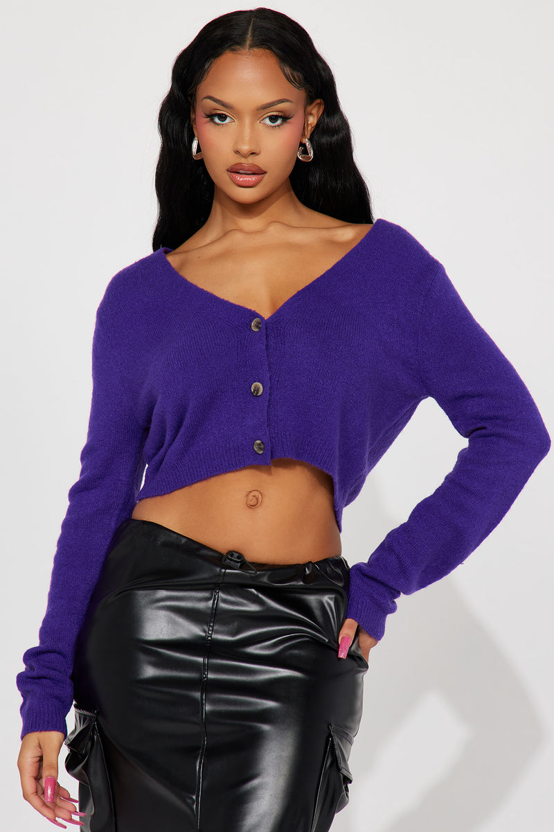 Purple top crop cardigan