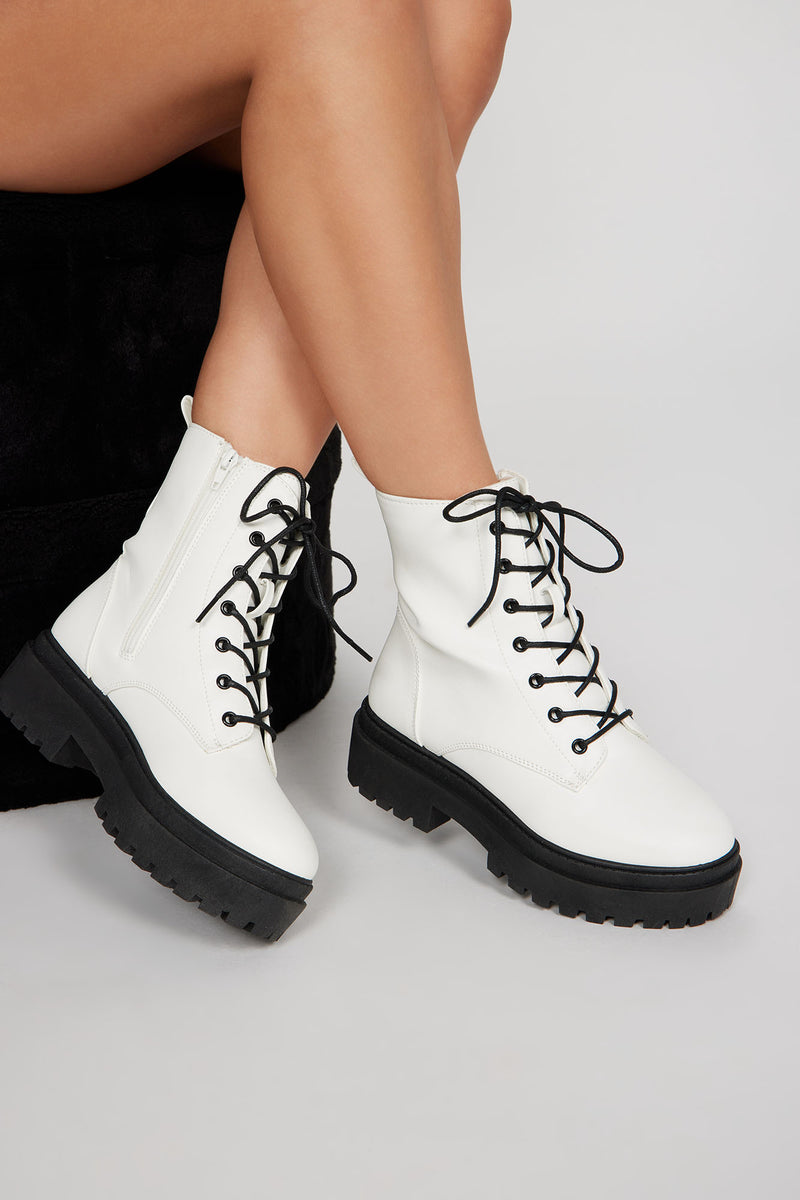 Call It Even Combat Boots White