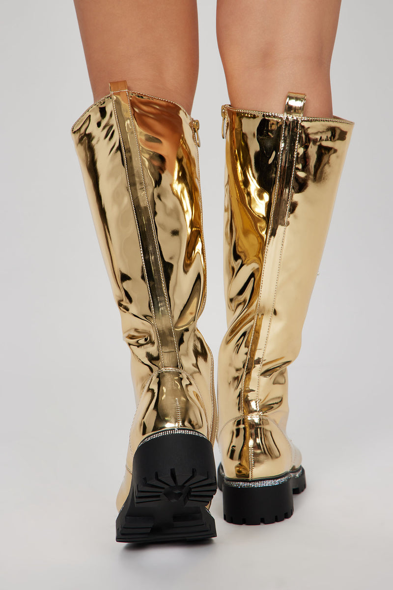 Gold knee sales high boots