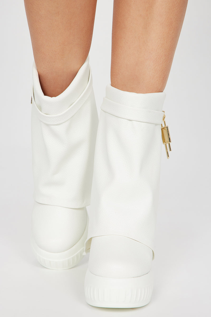 White discount wedge booties