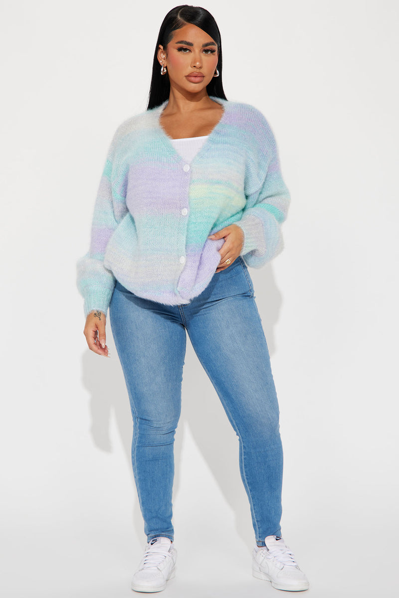 ADORA Multi Colour Sweater Long Cardigan with Fringes