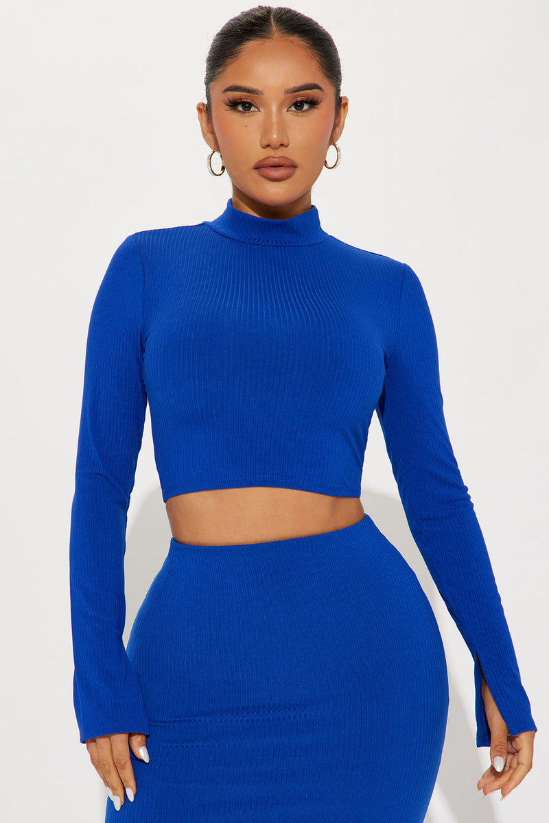 Modern Day Chic Ribbed Skirt Set Blue Fashion Nova, Matching Sets