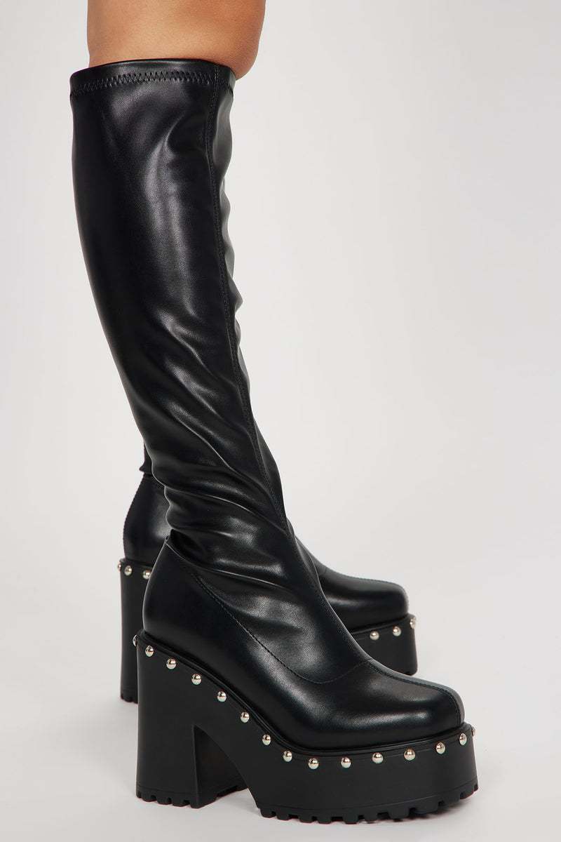 Studded knee shop high boots