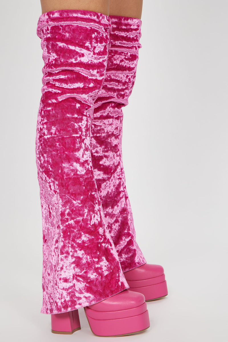 Hot pink velvet boots store