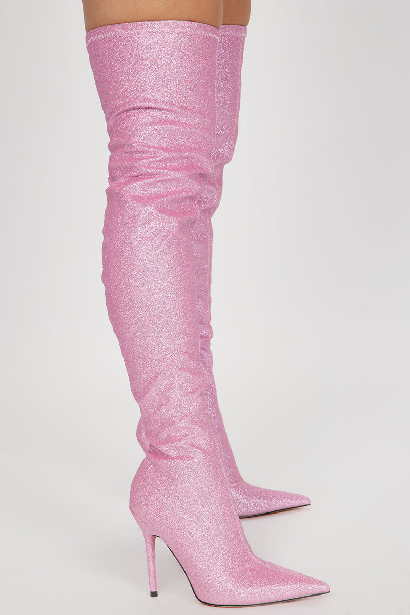All That Sparkle Over The Knee Boots Pink Fashion Nova Shoes
