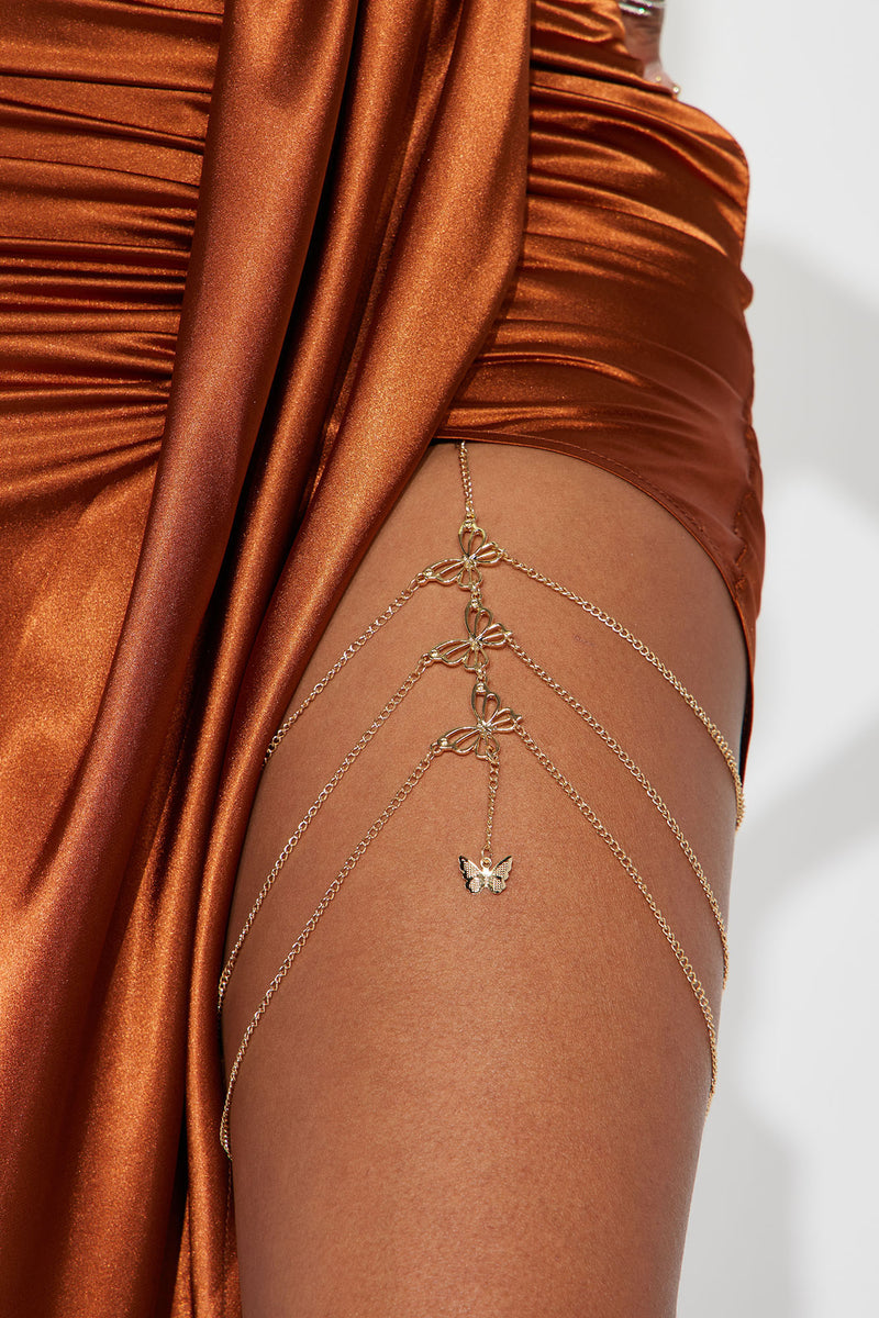 Free As A Butterfly Thigh Chain Gold