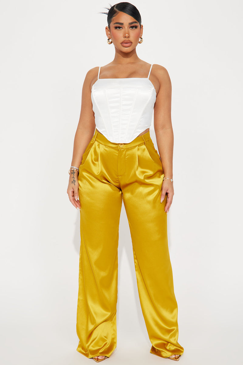 Yellow satin outlet pants