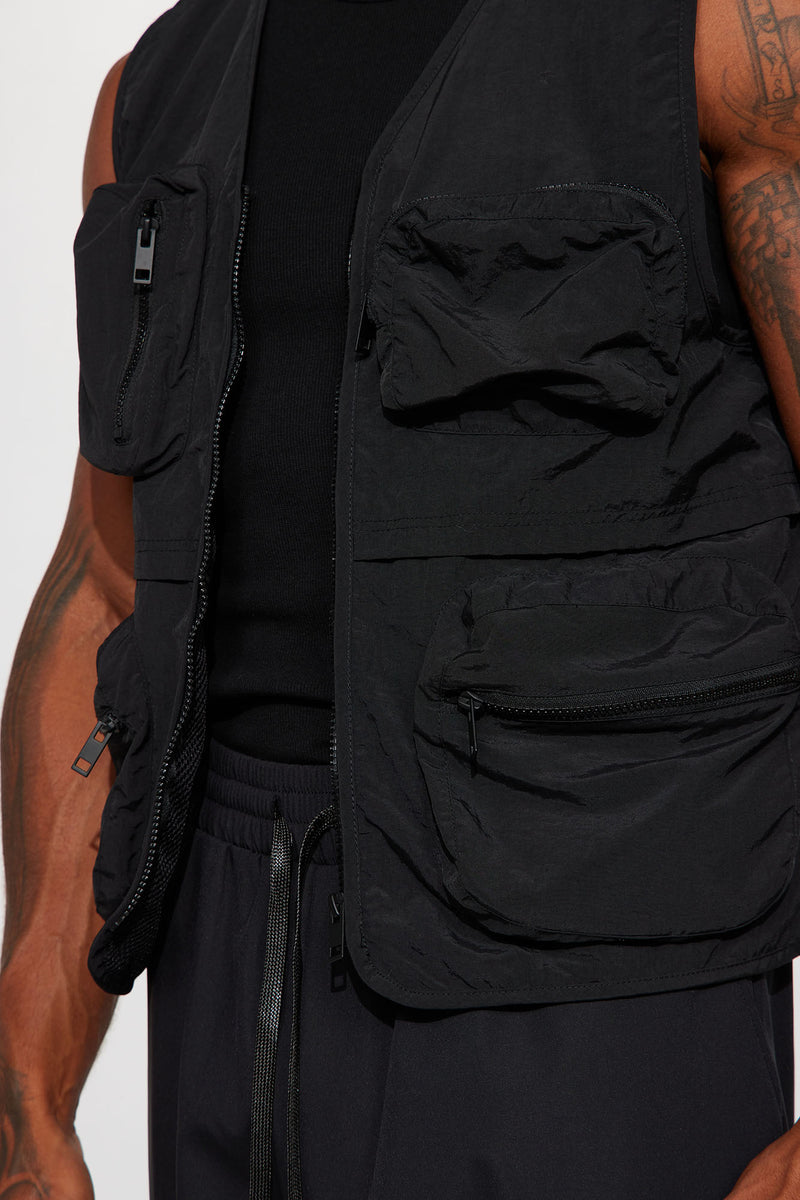 Our Moment Utility Nylon Cargo Vest Black Fashion Nova, Mens