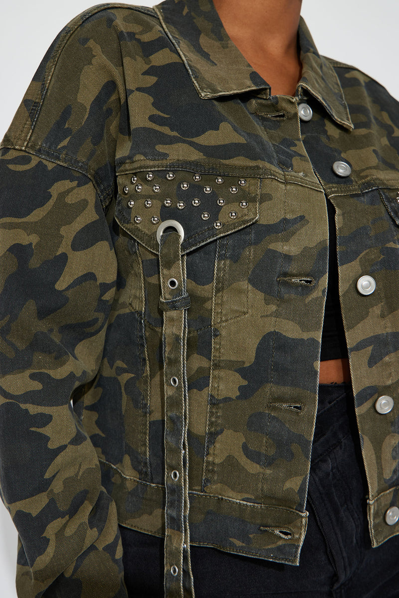 Frontline Flirt Camo Denim Jacket - Green/combo