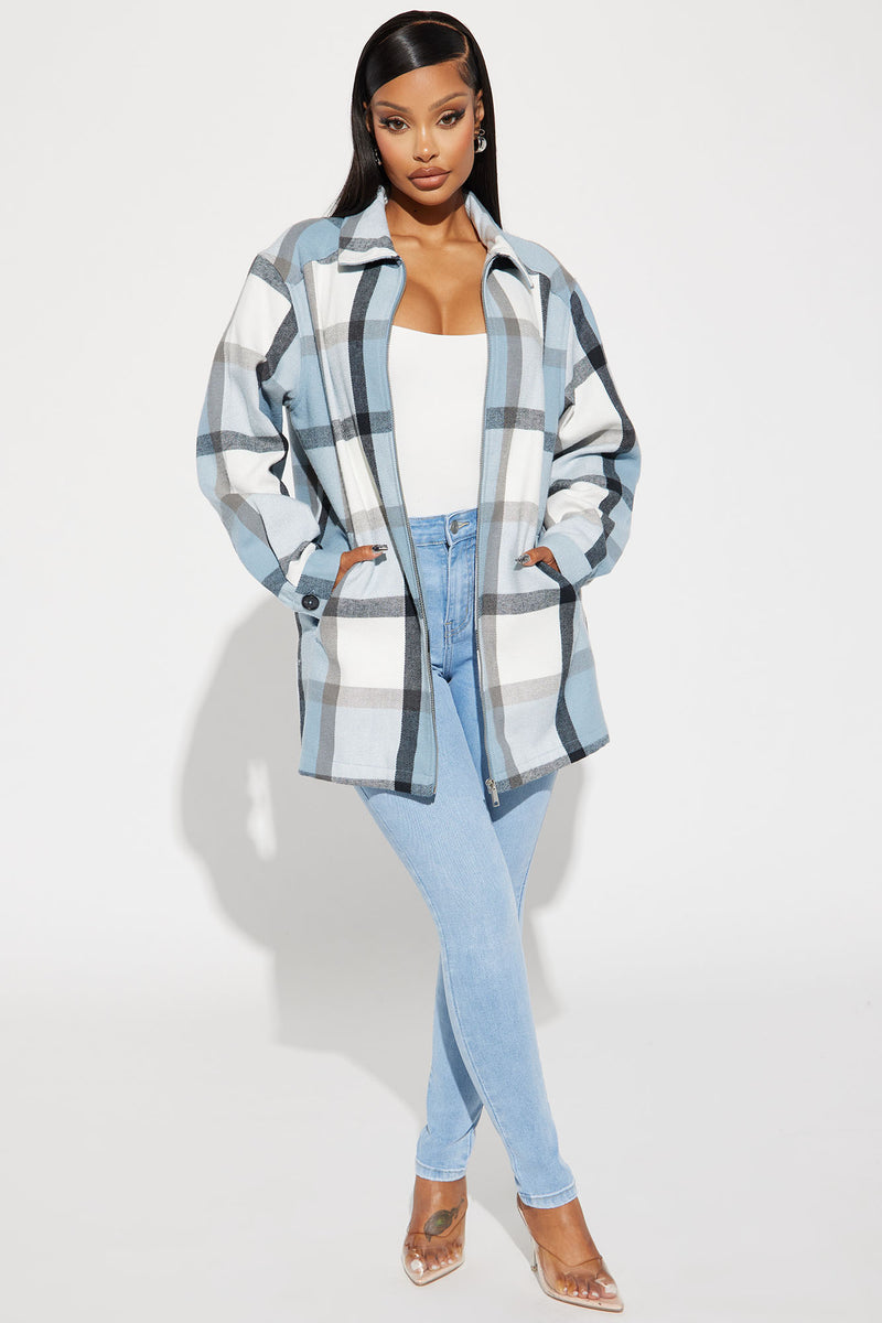 Check Mate Plaid Shacket - Blue/combo, Fashion Nova, Jackets & Coats